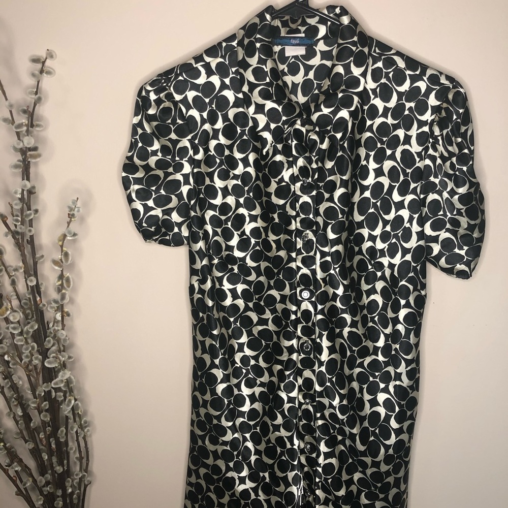 Fave black & white silk button down